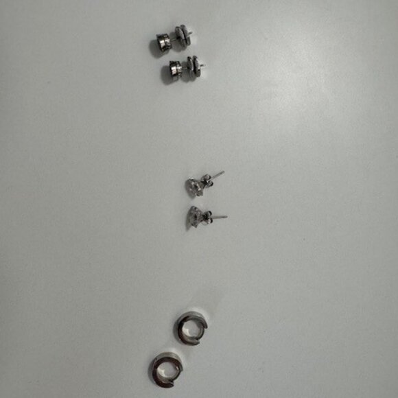 Men’s Earring Set – Studs + Hoops – Stainless / CZ – Bundle Deal - Picture 2 of 5